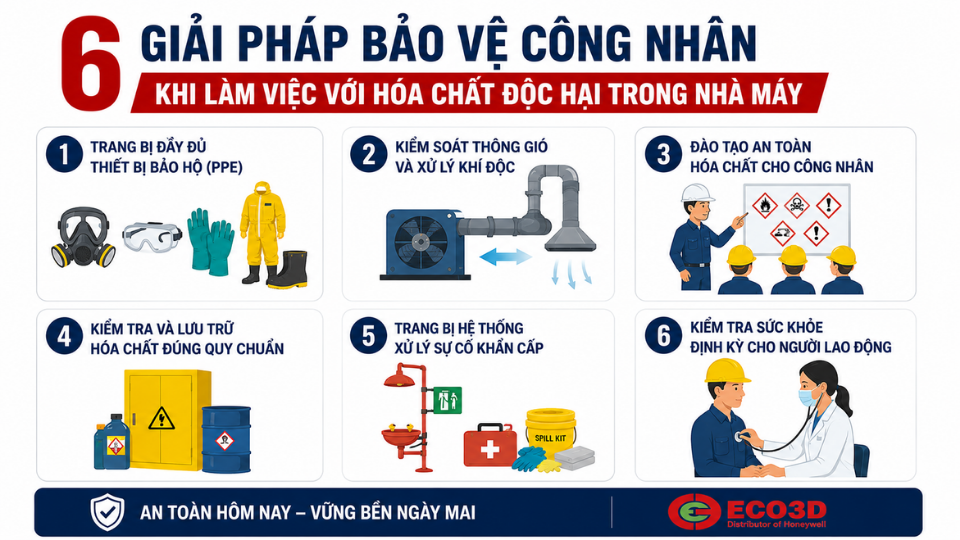 6 Giải pháp bảo vệ công nhân khi làm việc với hóa chất độc hại trong nhà máy